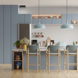 Cuisine compacte avec rangements toute hauteur